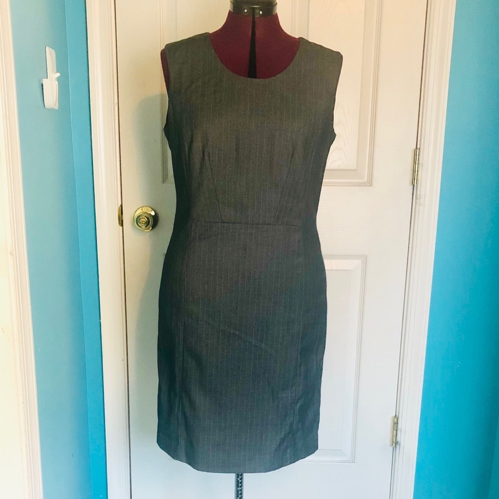 Calvin Klein gray pinstripe dress